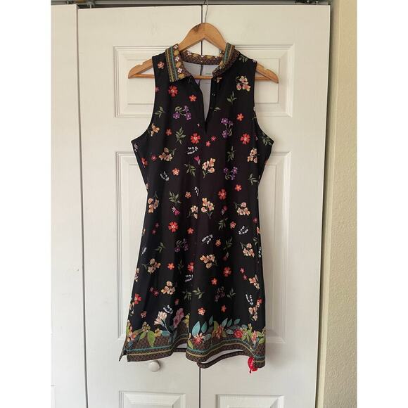 Johnny Was Black Floral Mini Dress - Picture 3 of 5